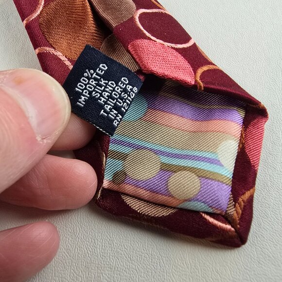 Ted Baker London Tie Mens Red Silk Necktie Geometric Dot Circle Pattern Retro - Picture 5 of 8